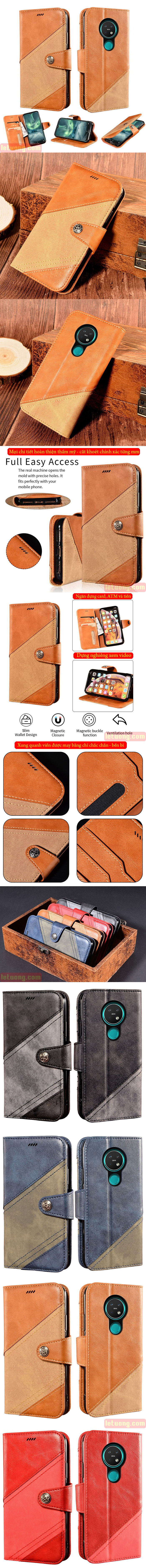 Bao da Nokia 7.2 LT Wallet Retro dạng ví - thời trang sang trọng 4