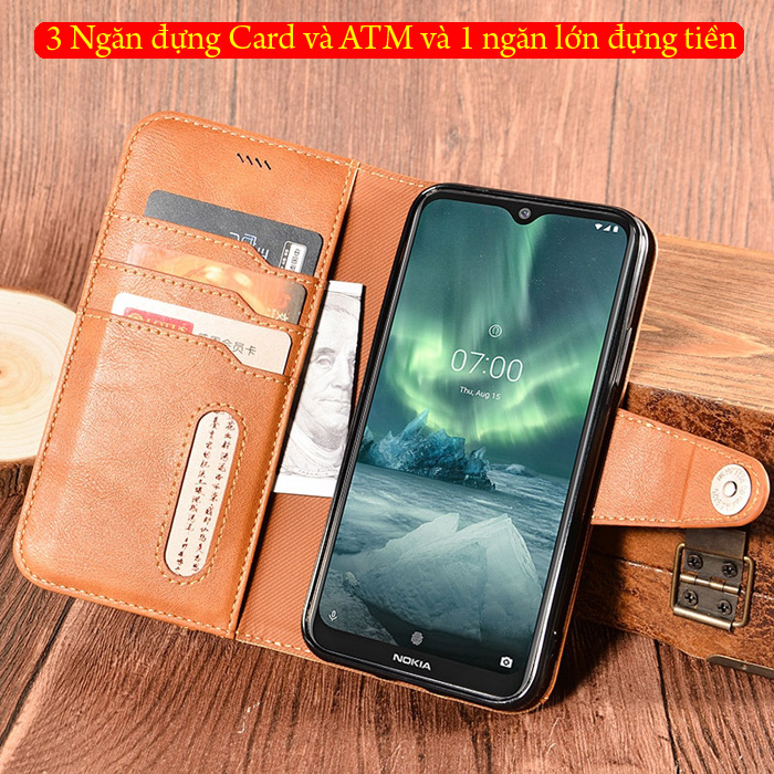 Bao da Nokia 7.2 LT Wallet Retro dạng ví - thời trang sang trọng 2