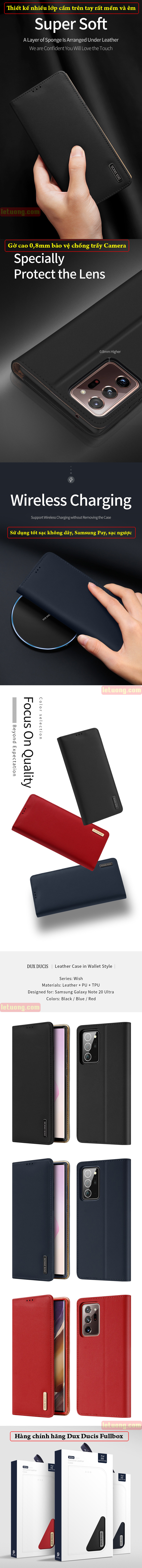 Bao da Samsung Note 20 Ultra / 5G Dux Ducis Wish Genuine Leather 7