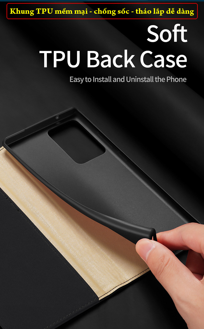 Bao da Samsung Note 20 Ultra / 5G Dux Ducis Wish Genuine Leather 4