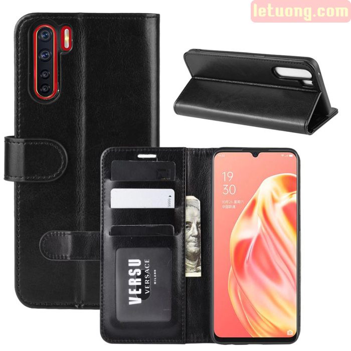 Bao da Oppo A91 LT Wallet Leather dạng ví đa năng - khung mềm 1