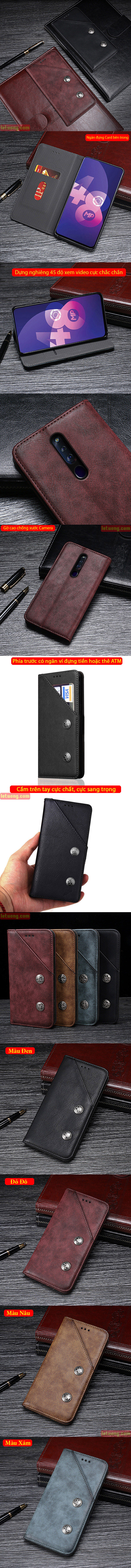 Bao da Oppo F11 Pro Ourhan Leather Card sang trọng - cổ điển 4