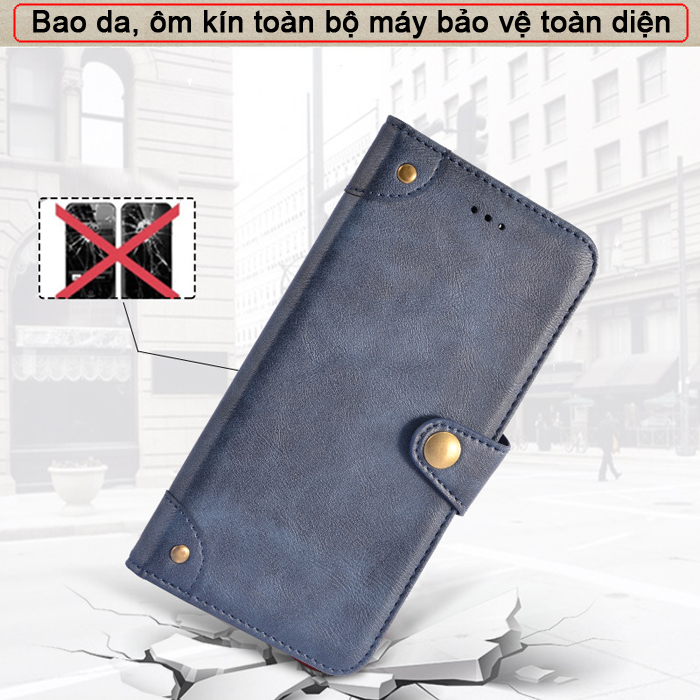 Bao da Oppo Reno 5 iDewei Wallet Vintage Sang Trọng - Cổ điển 4