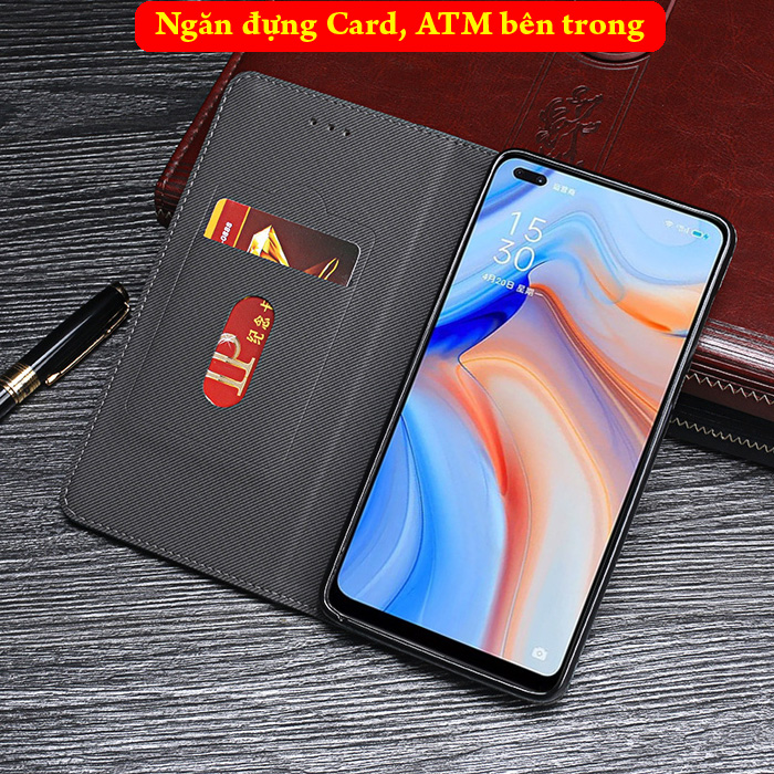 Bao da Oppo Reno4 LT Ourhan Leather Card sang trọng cổ điển 1