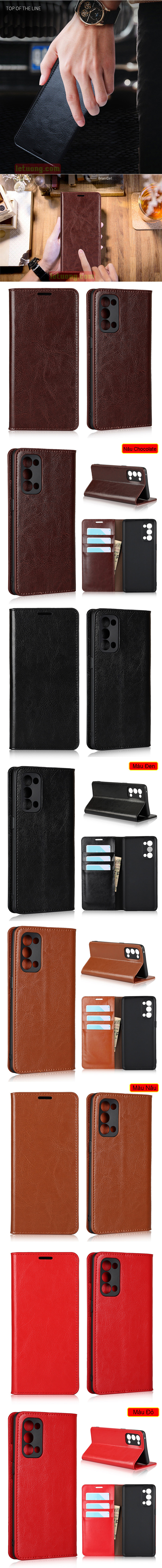 Bao da Oppo Reno5, Reno 5 5G LT Wallet Handmade da bò 8