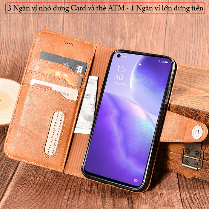 Bao da Oppo Reno 5, Reno5 5G LT Wallet Retro dạng ví - thời trang sang trọng 2