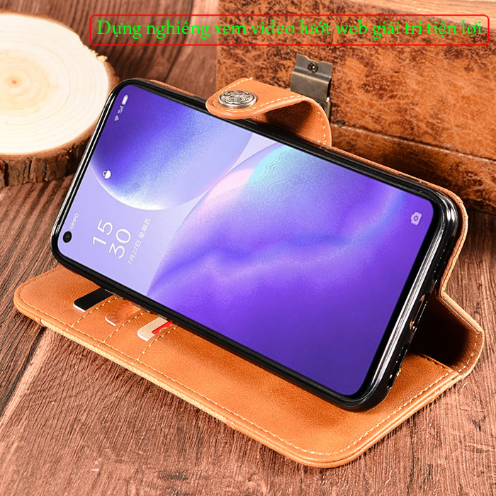 Bao da Oppo Reno 5, Reno5 5G LT Wallet Retro dạng ví - thời trang sang trọng 4