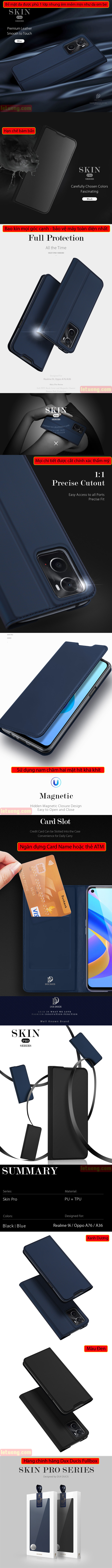 Bao da Oppo A76, Realme 9i Dux Ducis Skin siêu mỏng, êm mịn 5