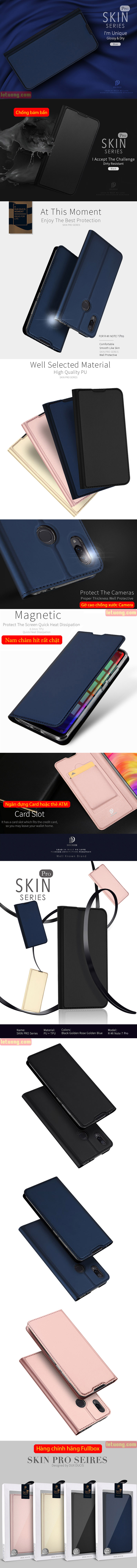 Bao da Redmi Note 7 Pro Dux Ducis Skin khung mềm - siêu mỏng - siêu mịn 5