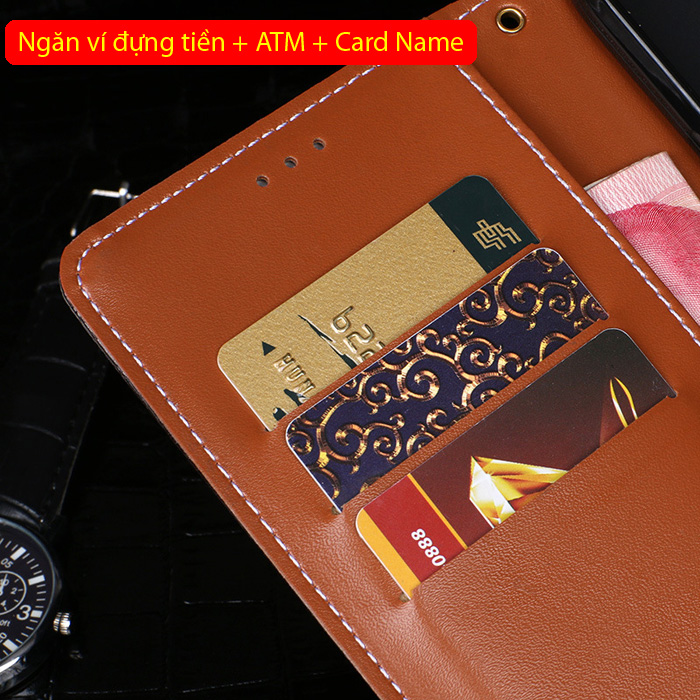 Bao da Redmi Note 7 Pro Idewei Flip Wallet Crocodile vân cá sấu 2