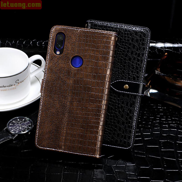 Bao da Redmi Note 7 Pro Idewei Flip Wallet Crocodile vân cá sấu 4