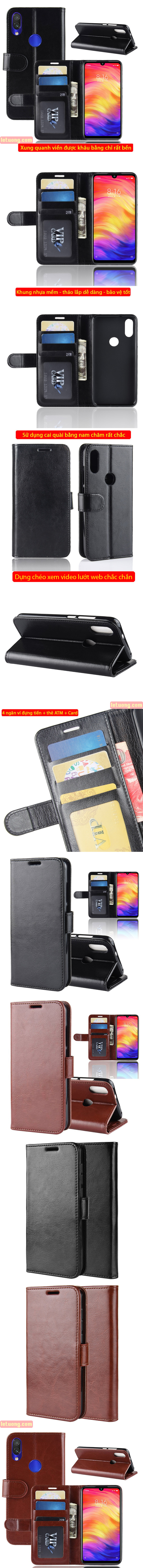 Bao da Redmi Note 7 Pro LT Wallet Leather dạng ví đa năng - khung mềm 4