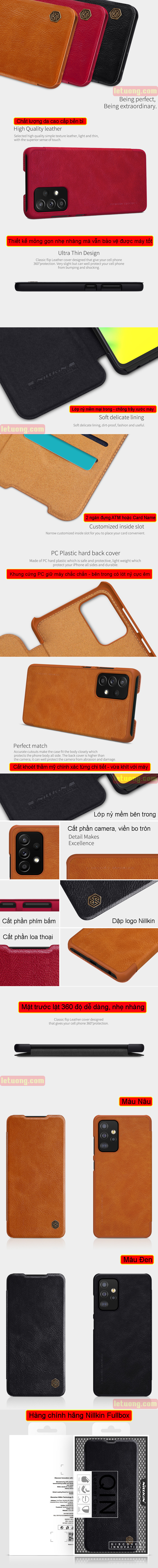 Bao da Samsung A72, A72 5G Nillkin Qin Leather vân gỗ - cổ điển 2