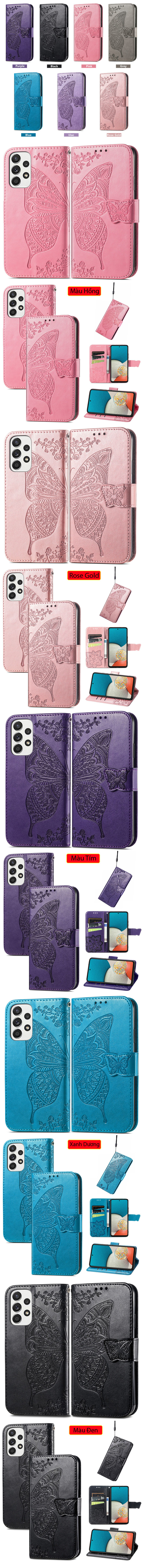 Bao da Samsung A73 5G LT Wallet Butterfly thời trang cá tính 2