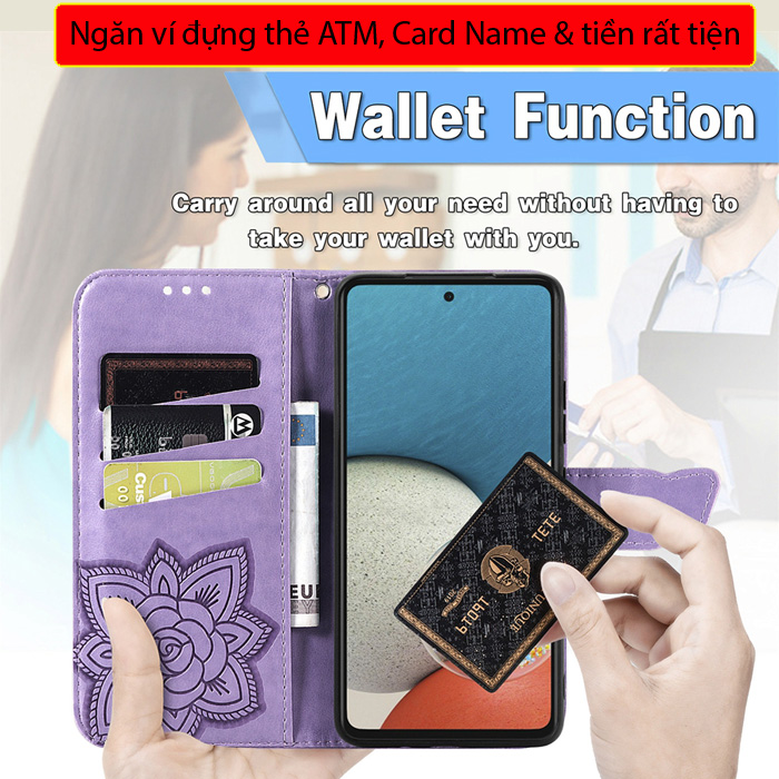 Bao da Samsung A73 5G LT Wallet Butterfly thời trang cá tính 3