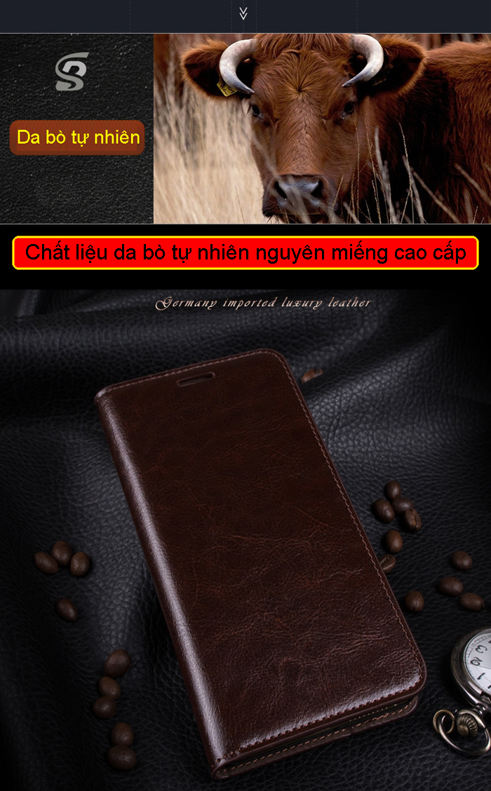 Bao da Samsung Galaxy A72, A72 5G LT Wallet Hanmade da bò nguyên miếng 1