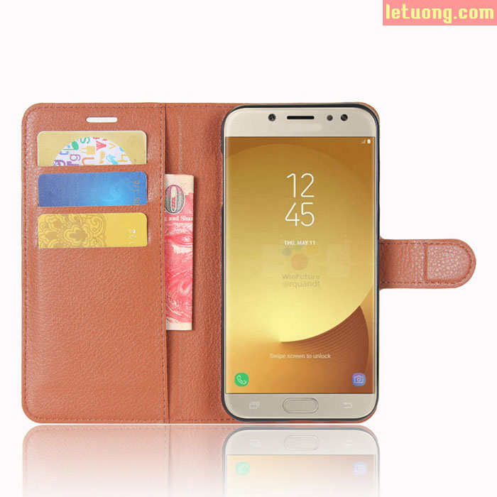 Bao da Samsung Galaxy J7 Pro LT Flip Wallet dạng ví đa năng, khung mềm 1