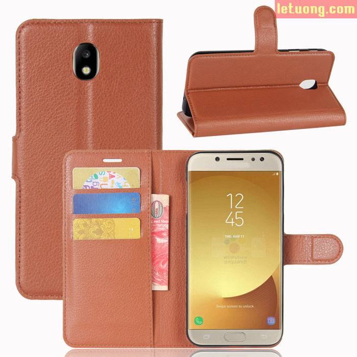 Bao da Samsung Galaxy J7 Pro LT Flip Wallet dạng ví đa năng, khung mềm 2