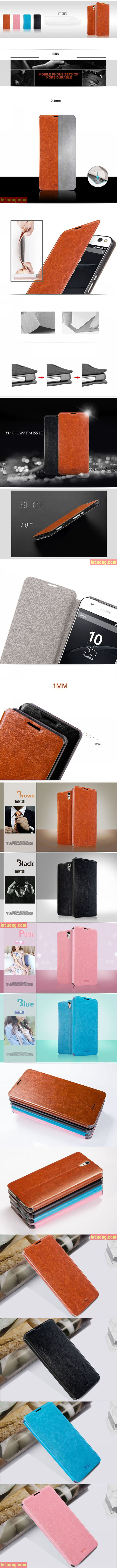 Bao da Sony C5 Ultra Mofi Leather Case khung nhựa mềm TPU 6