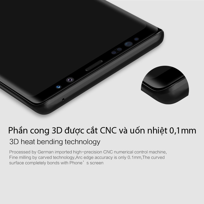 Kính cường lực full màn hình Galaxy Note 9 Nillkin 3D CP+ Max cong theo màn hình 1