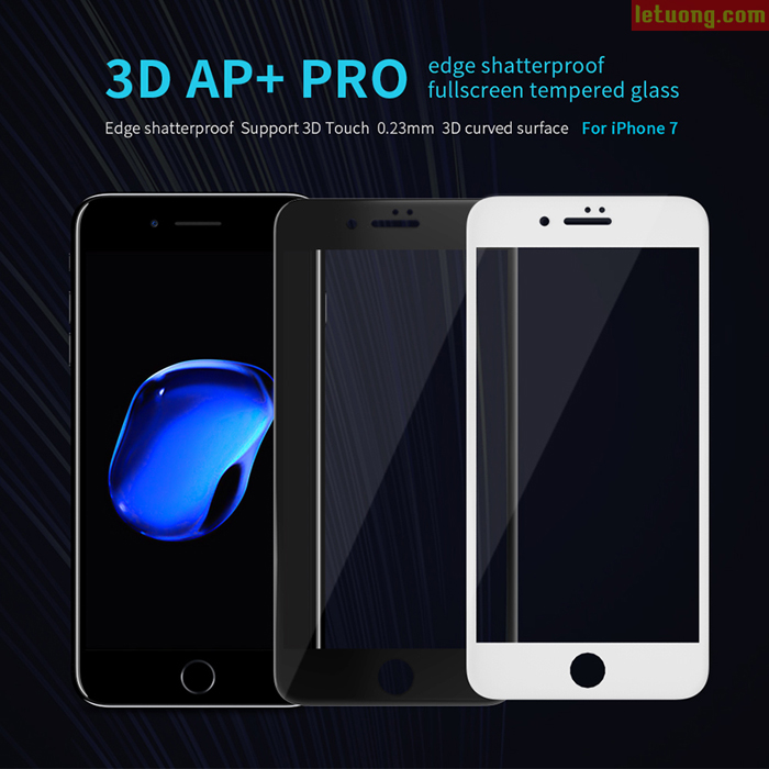 Kính cường lực FULL màn hình Iphone 7 Nillkin 3D AP+ Pro 0,2mm 9