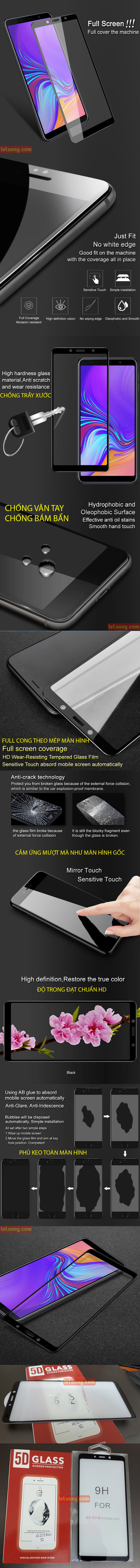 Kính cường lực Galaxy A9 2018 Glass Full Cover 5D XỊN Cong theo màn hình 4