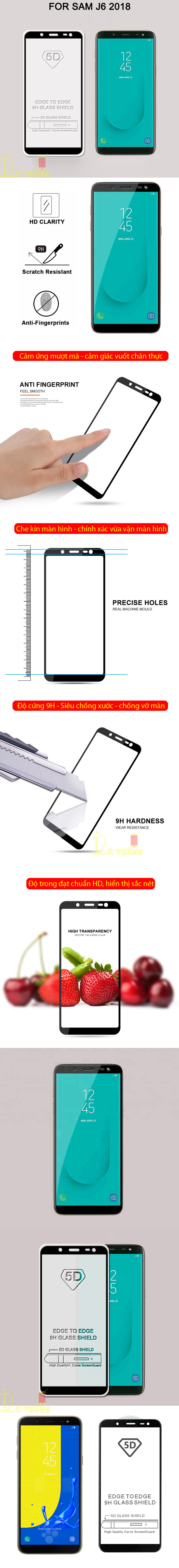 Kính cường lực full màn hình Galaxy J6 2018 Glass 5D phủ keo toàn màn hình 4