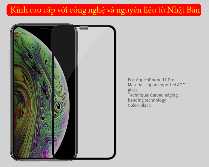 Kính cường lực iPhone 11 Pro Nillkin 3D CP+ Max full toàn màn hình 3