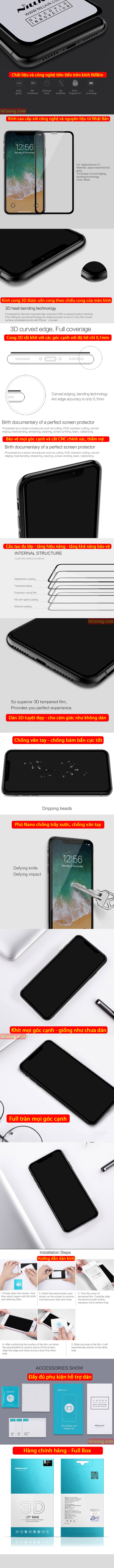 Kính cường lực iPhone Xs Max Nillkin 3D CP+ Max full toàn màn hình 5