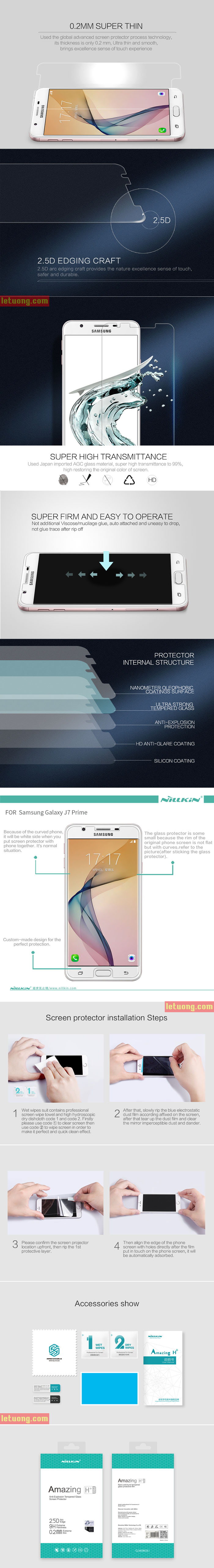 Kính cường lực Galaxy J7 Prime Nillkin Amazing H+ Pro 0,2mm 3
