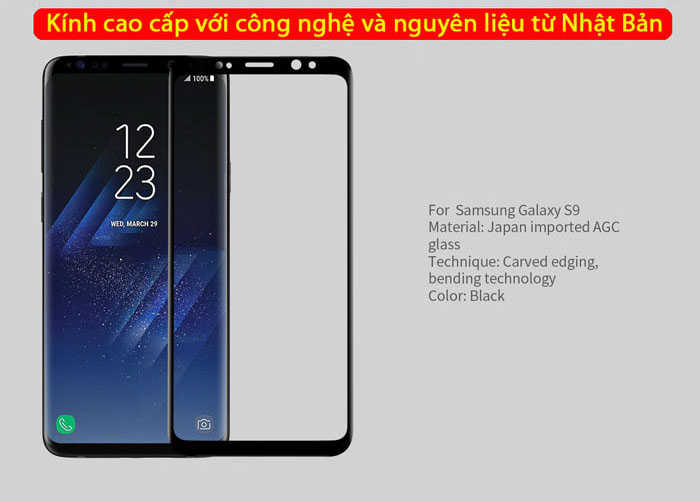 Kính cường lực Samsung Galaxy S9 Nillkin 3D CP+ Max full toàn màn hình 3