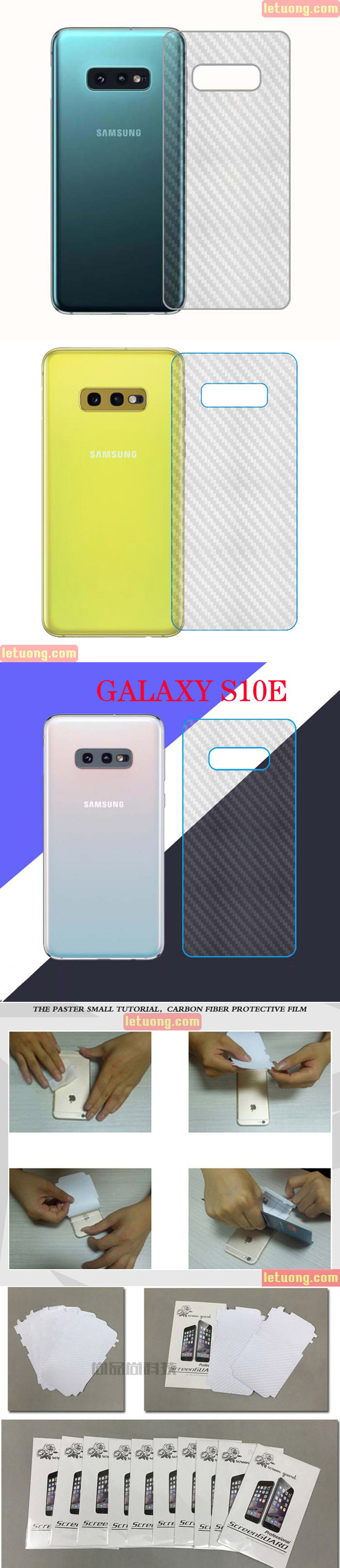 Miếng dán mặt lưng Galaxy S10E vân carbon trong suốt - chống vân tay 1