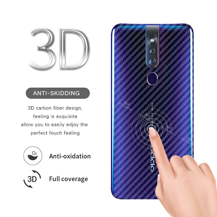 Miếng dán full mặt lưng Oppo F11 Pro vân carbon trong suốt - chống vân tay 1