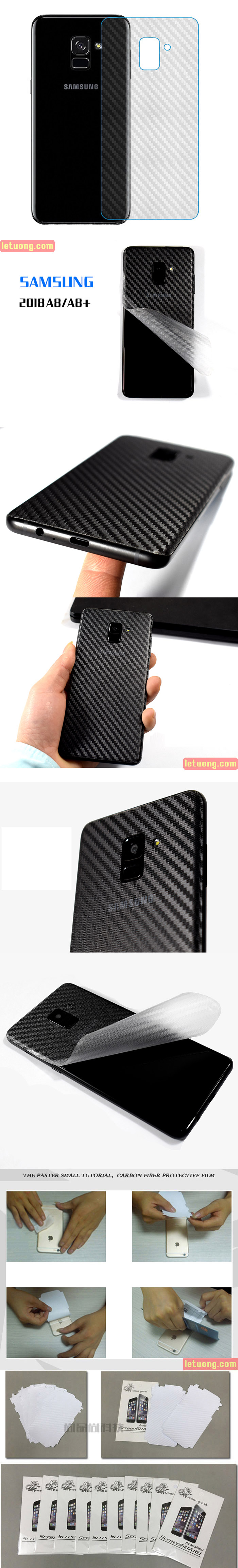 Miếng dán mặt lưng Galaxy A8 2018 vân carbon - chống vân tay 1