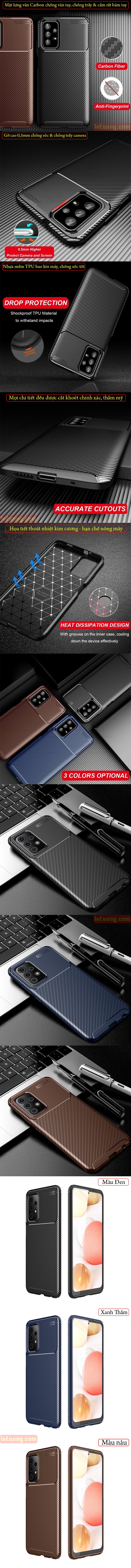 Ốp lưng A32 4G LT Carbon Fiber Case chống bám vân tay 5