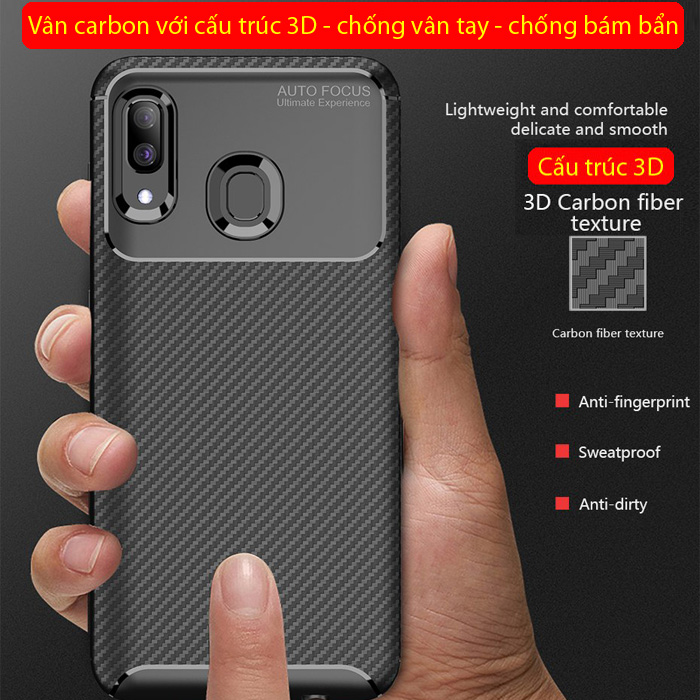 Ốp lưng Galaxy A30 LT Carbon Fiber Case chống vân tay, sang trọng 1