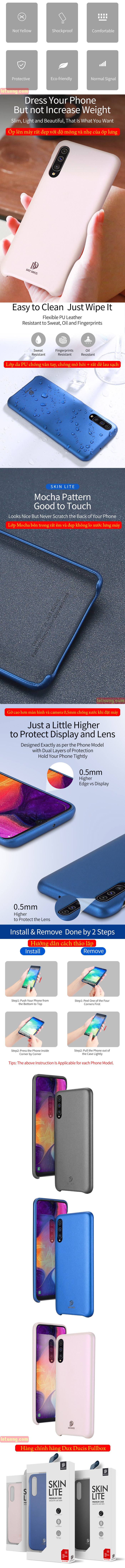 Ốp lưng Galaxy A50s / A50 Dux Ducis Skin Lite lưng da mềm mịn 3