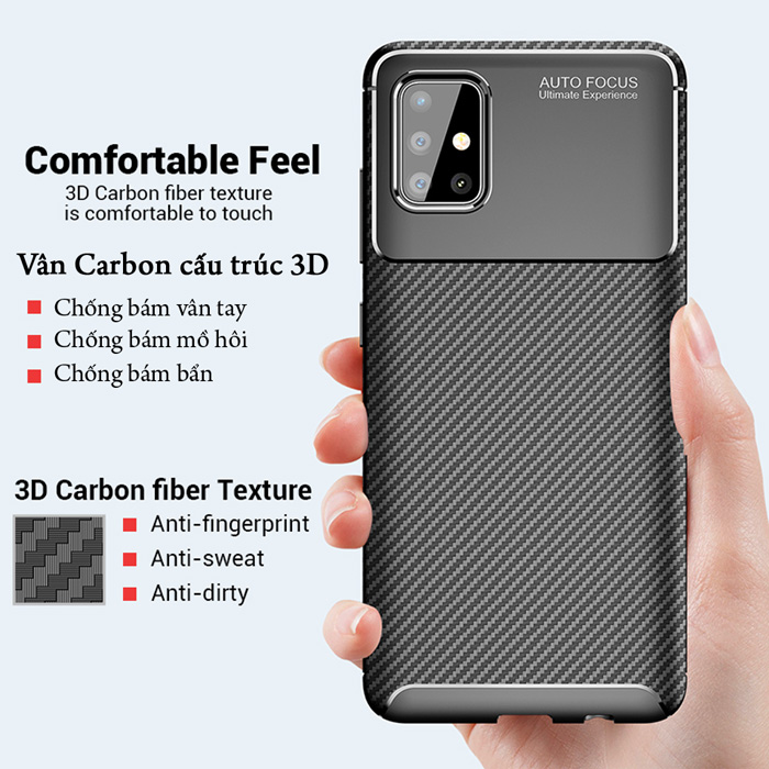 Ốp lưng Galaxy A51 LT Carbon Fiber Case chống bám vân tay 1