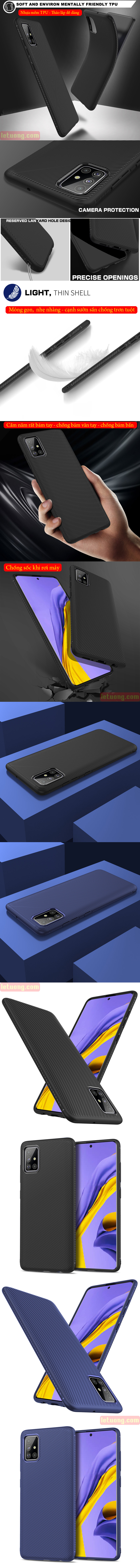 Ốp lưng Galaxy A51 LT Classic Twill nhựa mềm - chống trơn tuột 3