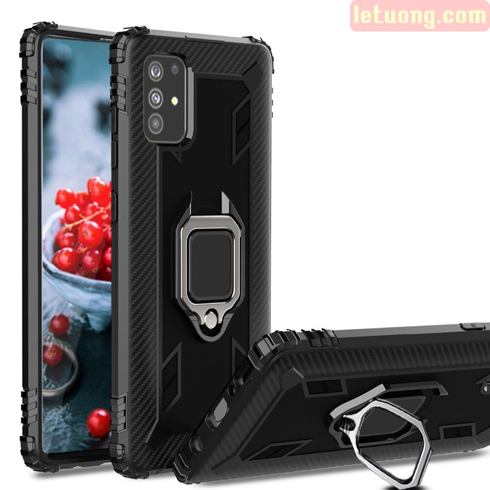 Ốp lưng Galaxy A51 LT Rugged Armor Carbon Iring nhựa mềm có móc treo 1