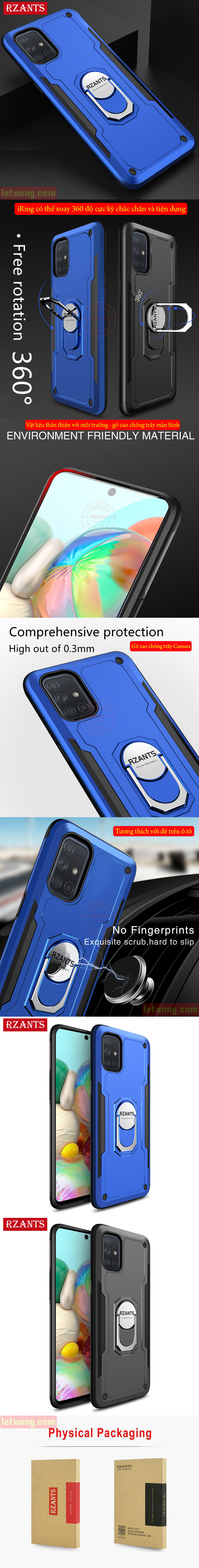 Ốp lưng Galaxy A51 Rzants Hybrid Armor iRing Car khung kép chắc chắn 5