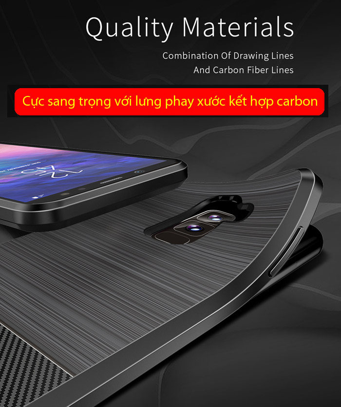 Ốp lưng Galaxy A6 Plus 2018 Dux Ducis Mojo Carbon Fiber nhựa mềm 1