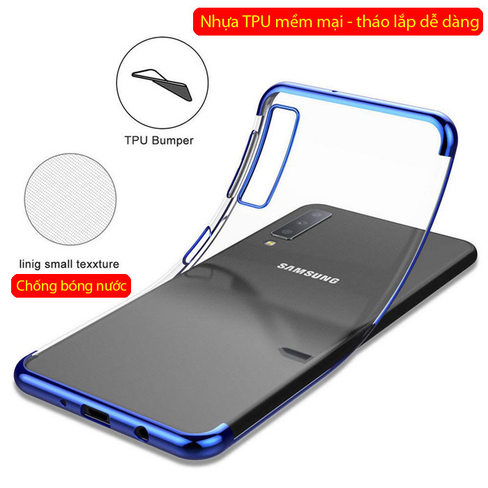 Ốp lưng Galaxy A7 2018 LT Plating Case trong suốt viền mạ Crom sáng bóng 2