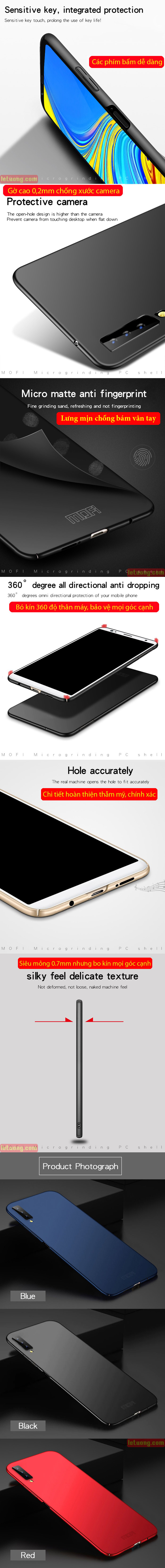 Ốp lưng Galaxy A7 2018 Mofi Fitted Case 360 siêu mỏng, lưng mịn 4
