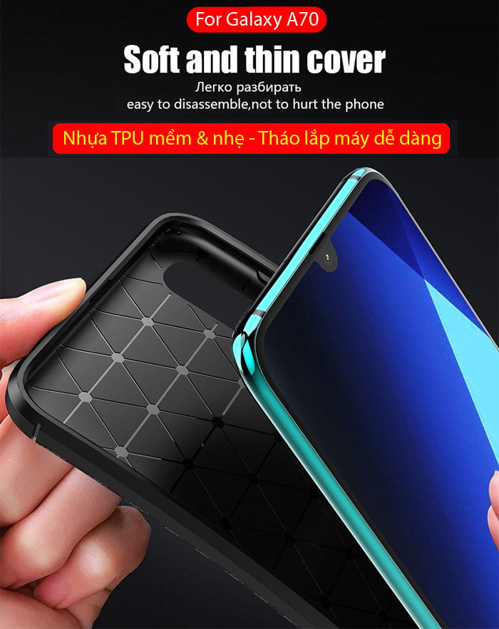 Ốp lưng Galaxy A70 LT Carbon Fiber Case chống bám vân tay 2