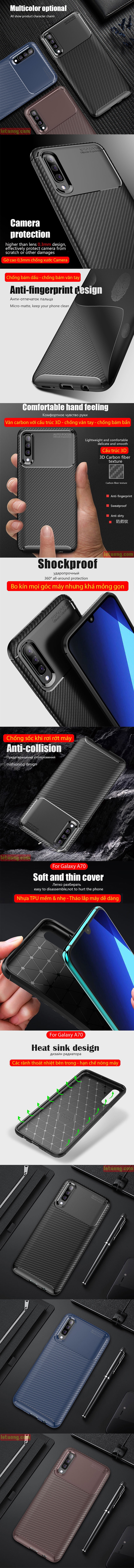 Ốp lưng Galaxy A70 LT Carbon Fiber Case chống bám vân tay 6