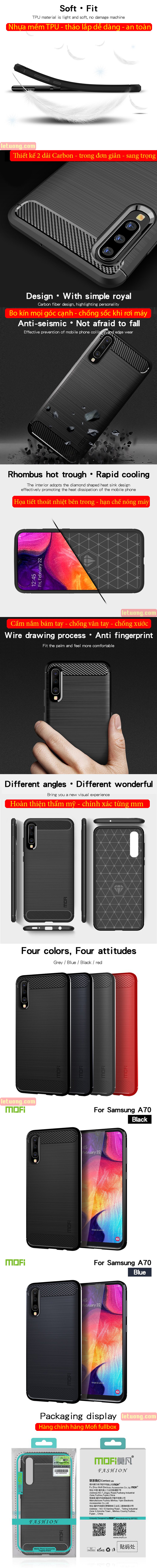 Ốp lưng Galaxy A70 Mofi Shen Du Rugged Carbon nhựa mềm - chống vân tay 6