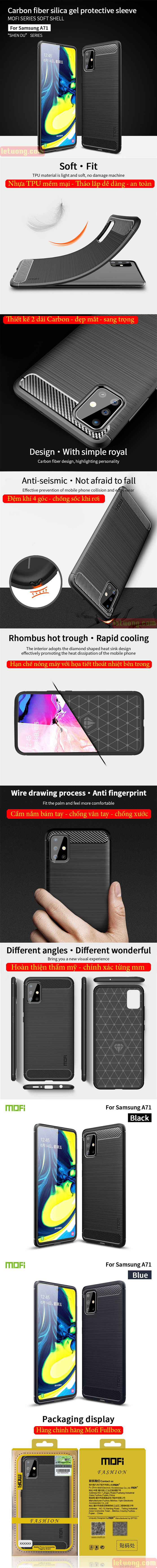 Ốp lưng Galaxy A71 Mofi Shen Du Carbon nhựa mềm - chống vân tay 5