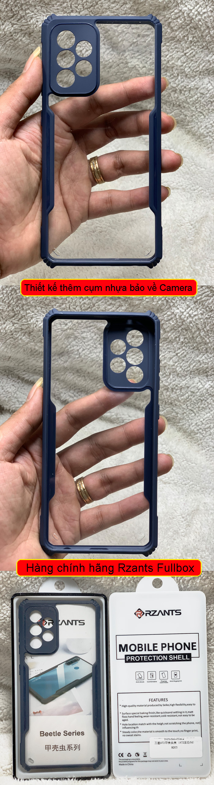 Ốp lưng Galaxy A72 5G Rzants Fusion Armor trong suốt chống sốc 5