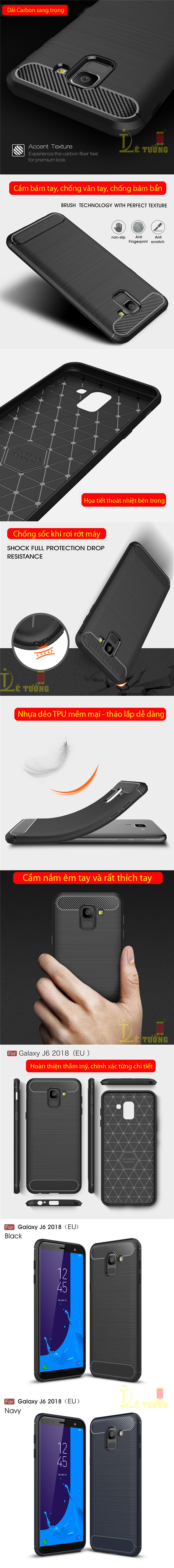 Ốp lưng Galaxy J6 2018 Viseaon Carbon Fiber nhựa mềm - chống sốc 5